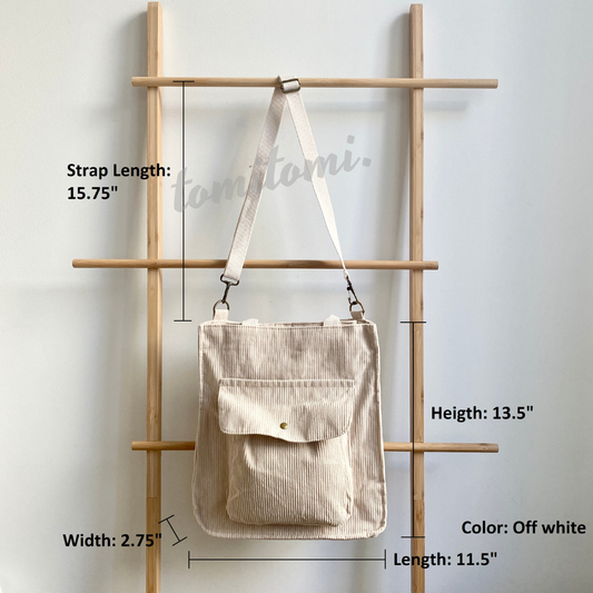 Retro Corduroy Crossbody Bag with Magnetic Closure