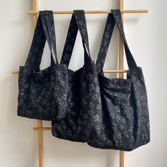 Floral Embroidery Tote Bag with Inner Pocket