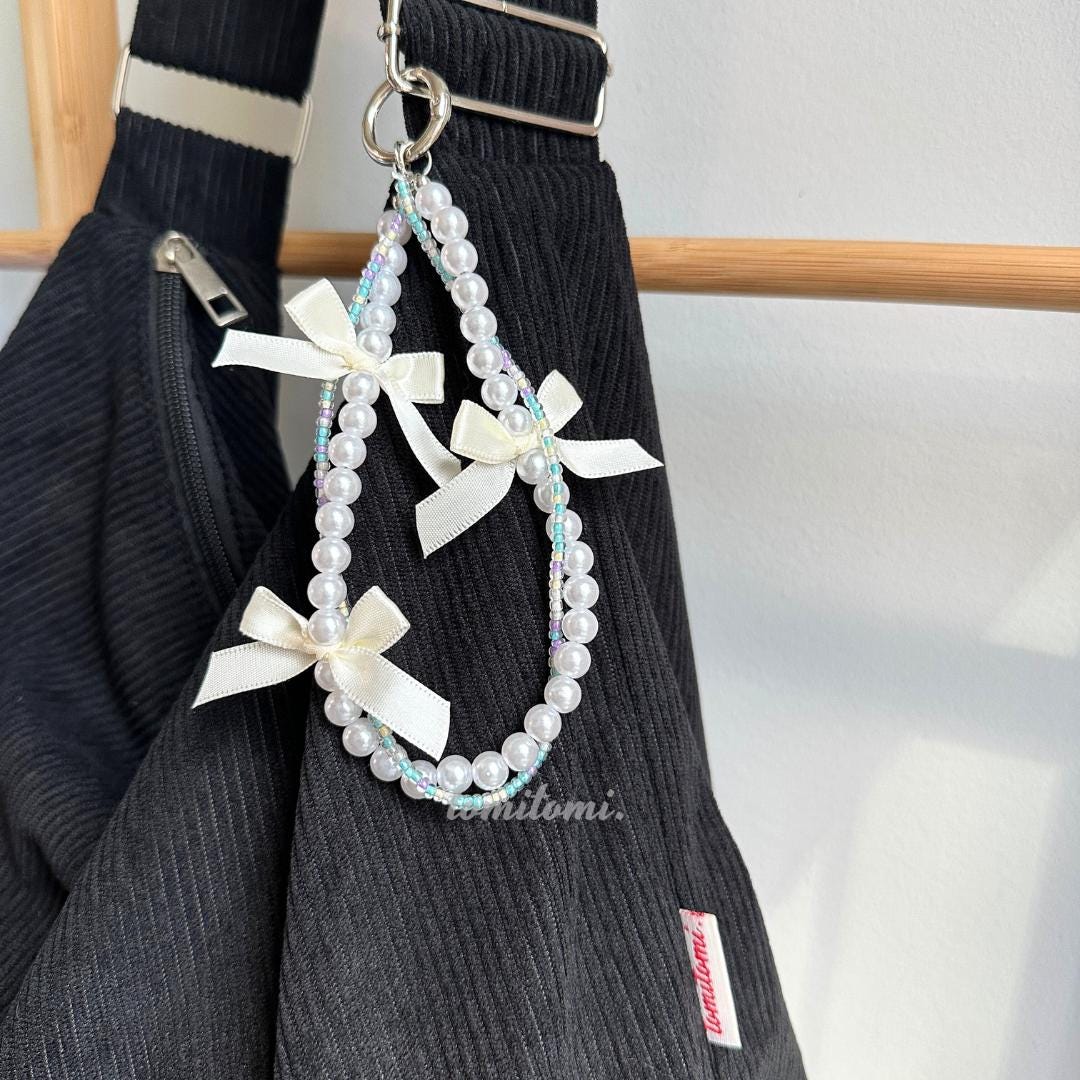 Pastel Pearl Bag Charm Kawaii Ribbon Purse Charm