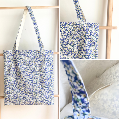 Spring Floral Tote Bag with Canvas Interior