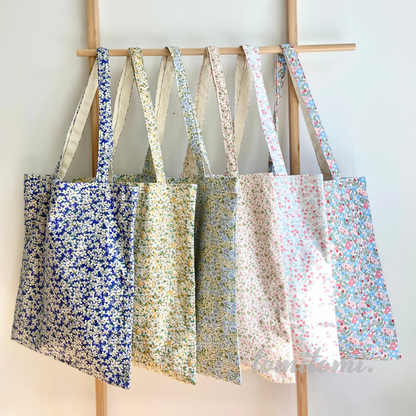 Spring Floral Tote Bag with Canvas Interior
