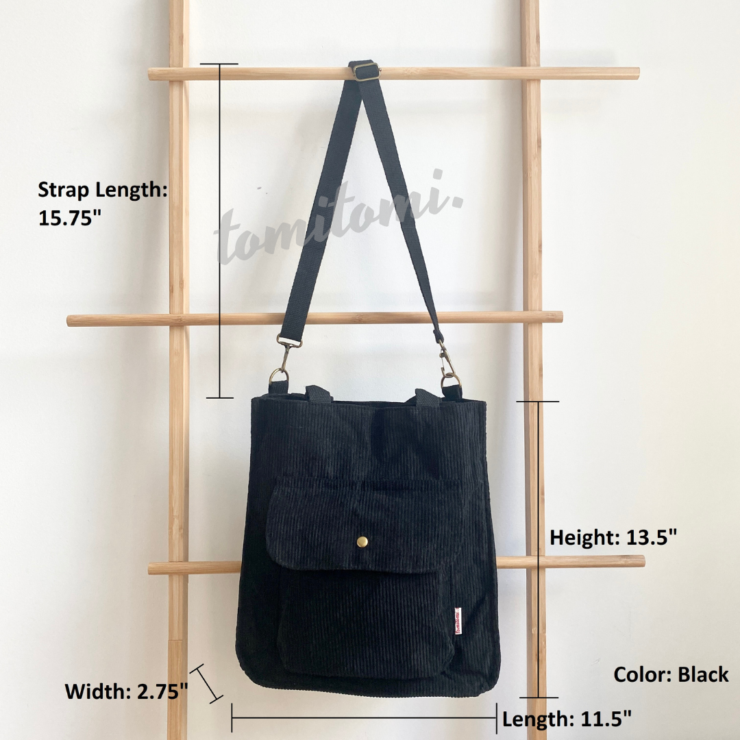 Retro Corduroy Crossbody Bag with Magnetic Closure – tomitomi
