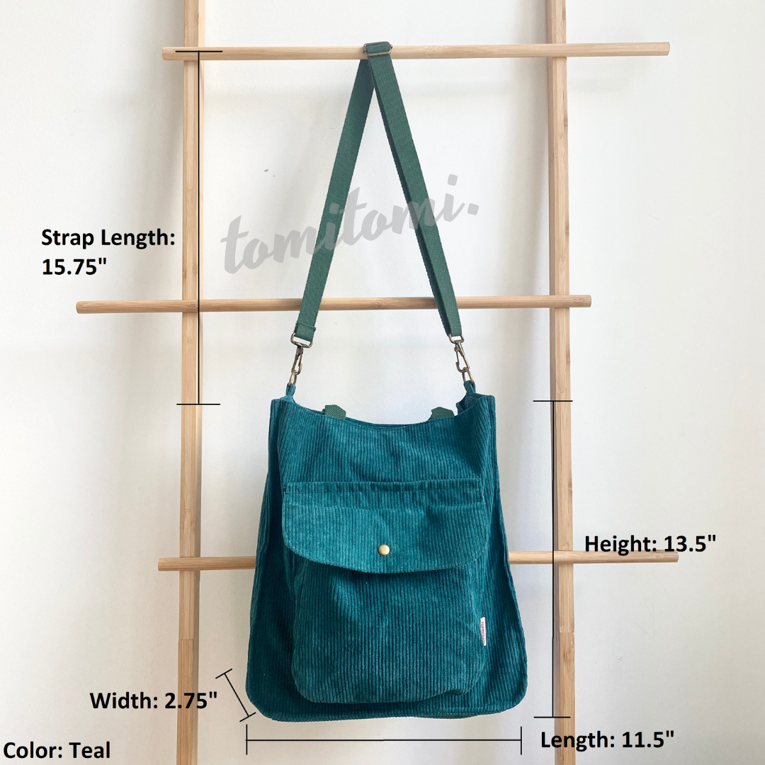 Retro Corduroy Crossbody Bag with Magnetic Closure