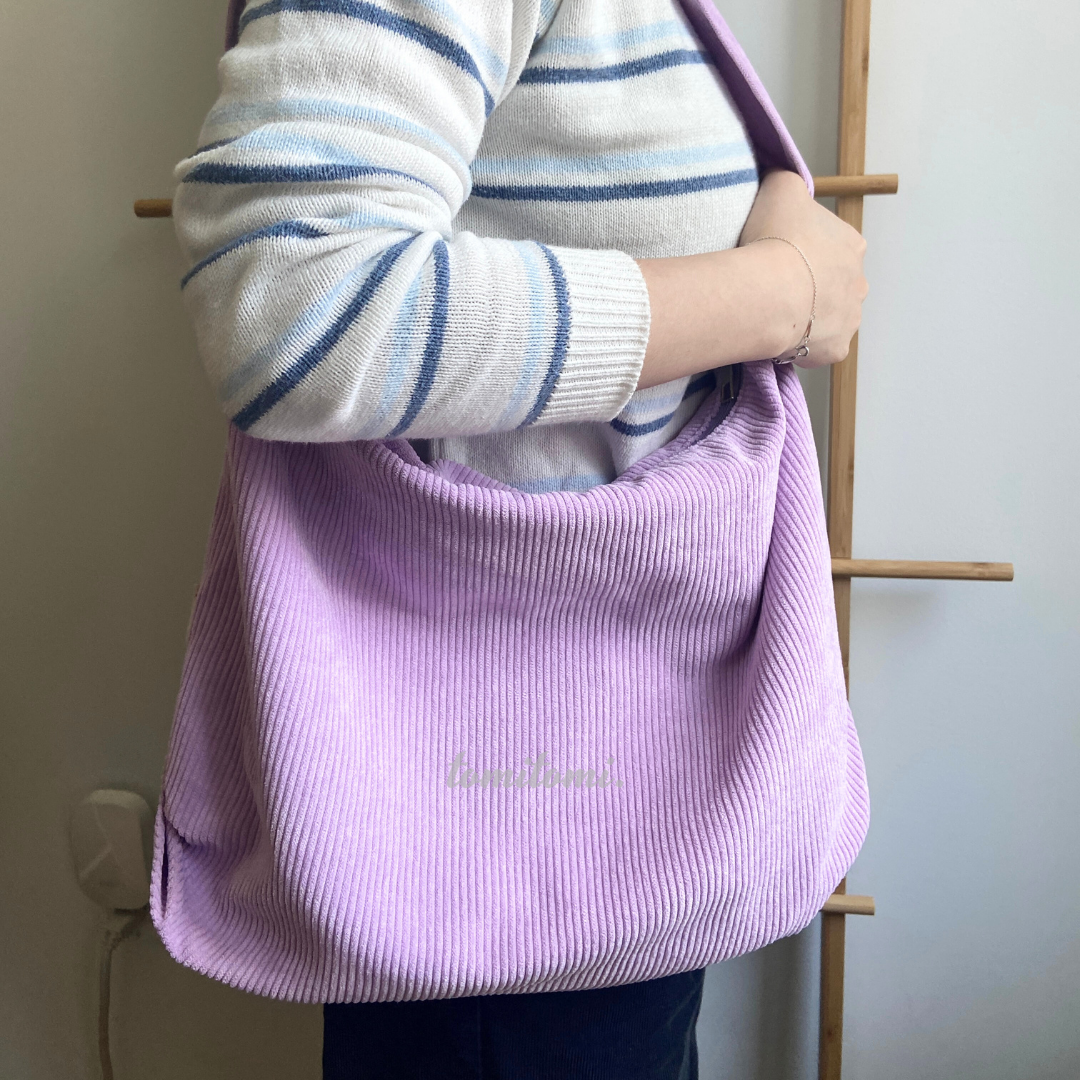 Retro Corduroy Tote Bag with Zipper and Inner Pocket – tomitomi