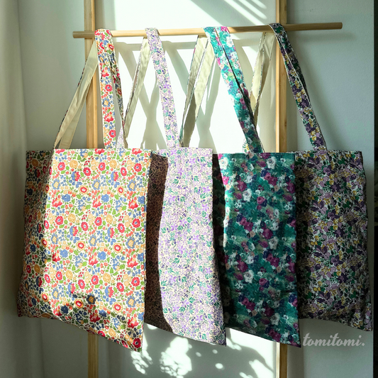 Summer Floral Tote Bag with Canvas Interior
