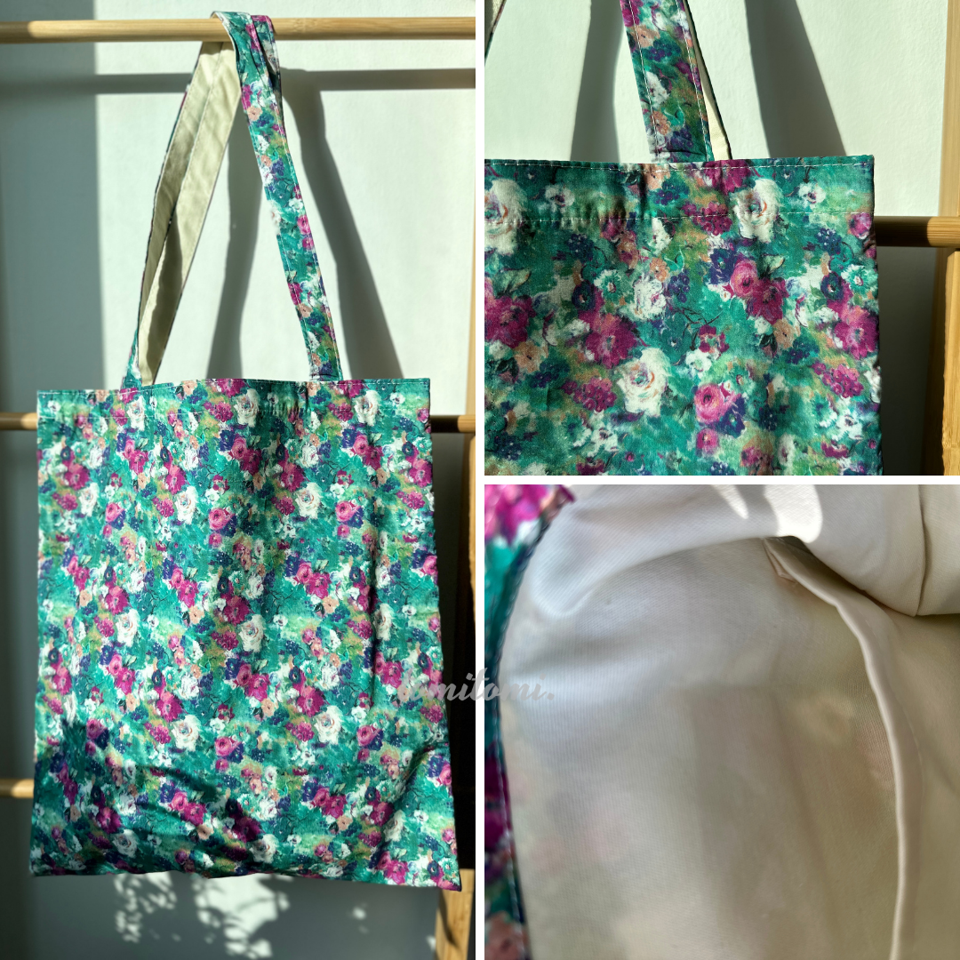 Summer Floral Tote Bag with Canvas Interior
