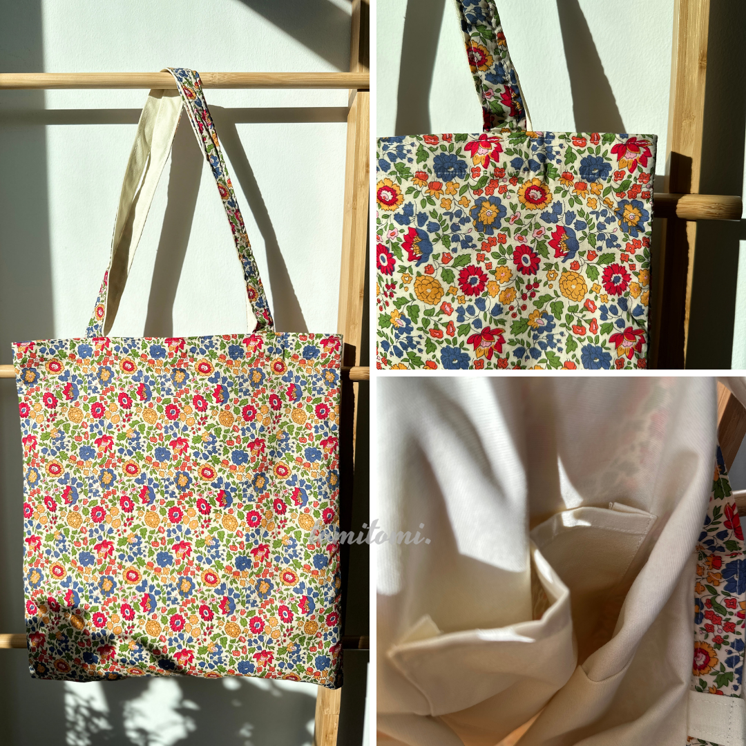 Summer Floral Tote Bag with Canvas Interior