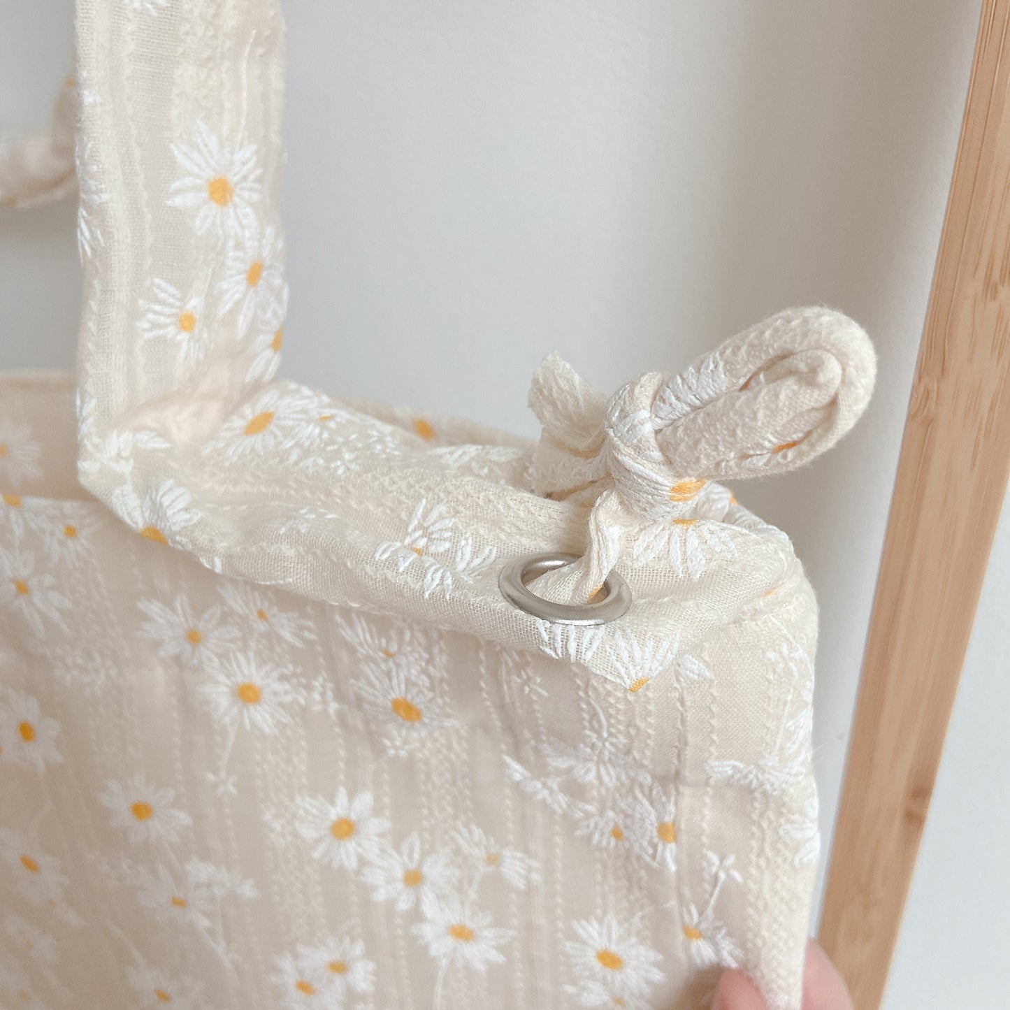 Daisy Tote Bag with Canvas Interior and Hidden Pocket