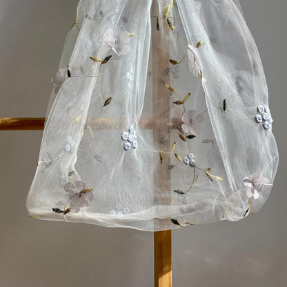 Chic Transparent Mesh Bag with Embroidered Florals