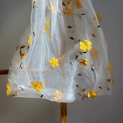 Chic Transparent Mesh Bag with Embroidered Florals