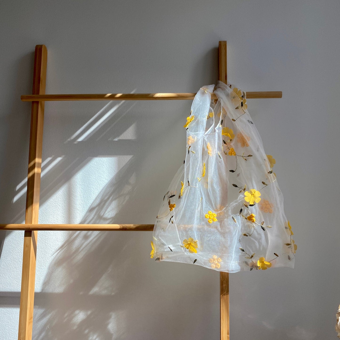 Chic Transparent Mesh Bag with Embroidered Florals
