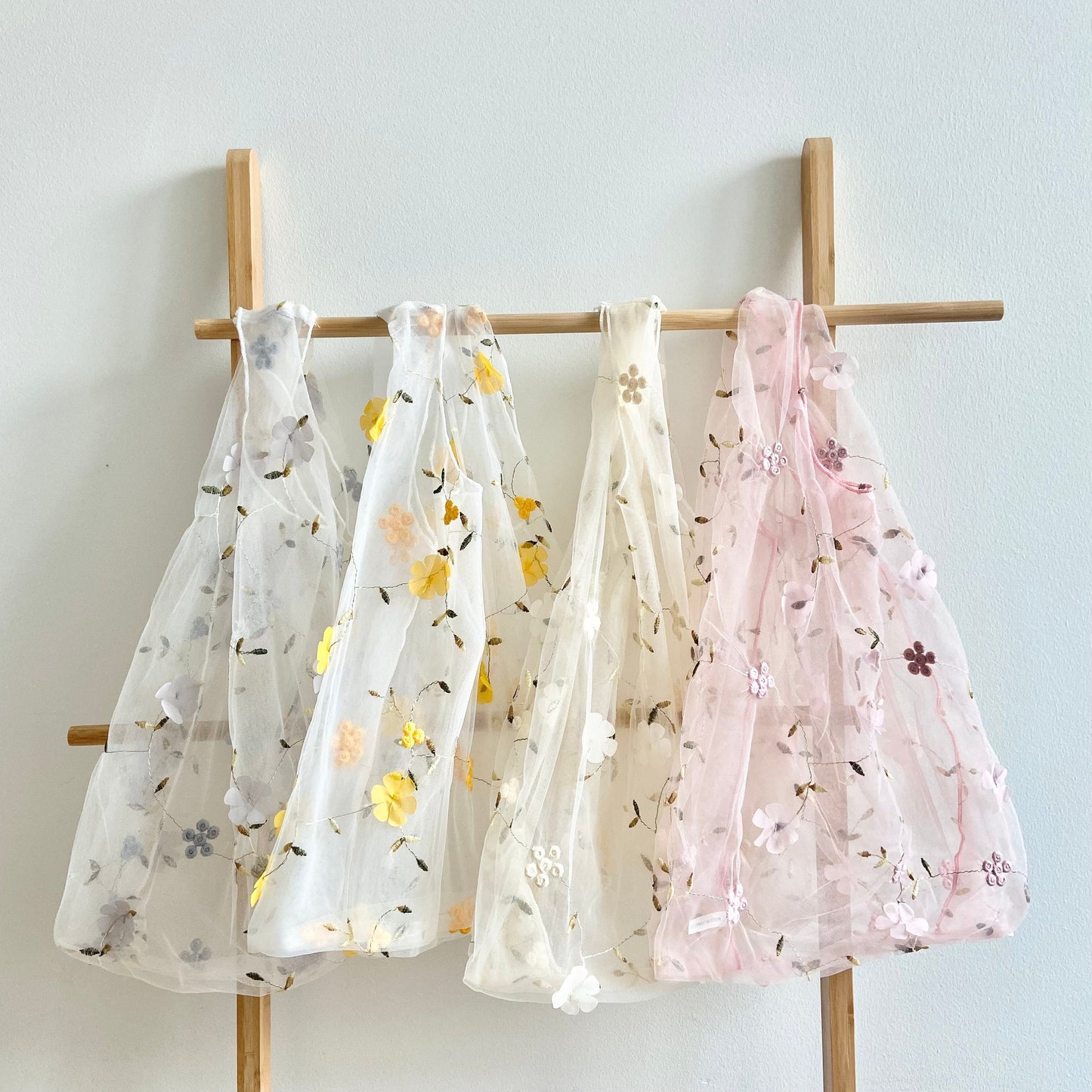 Chic Transparent Mesh Bag with Embroidered Florals