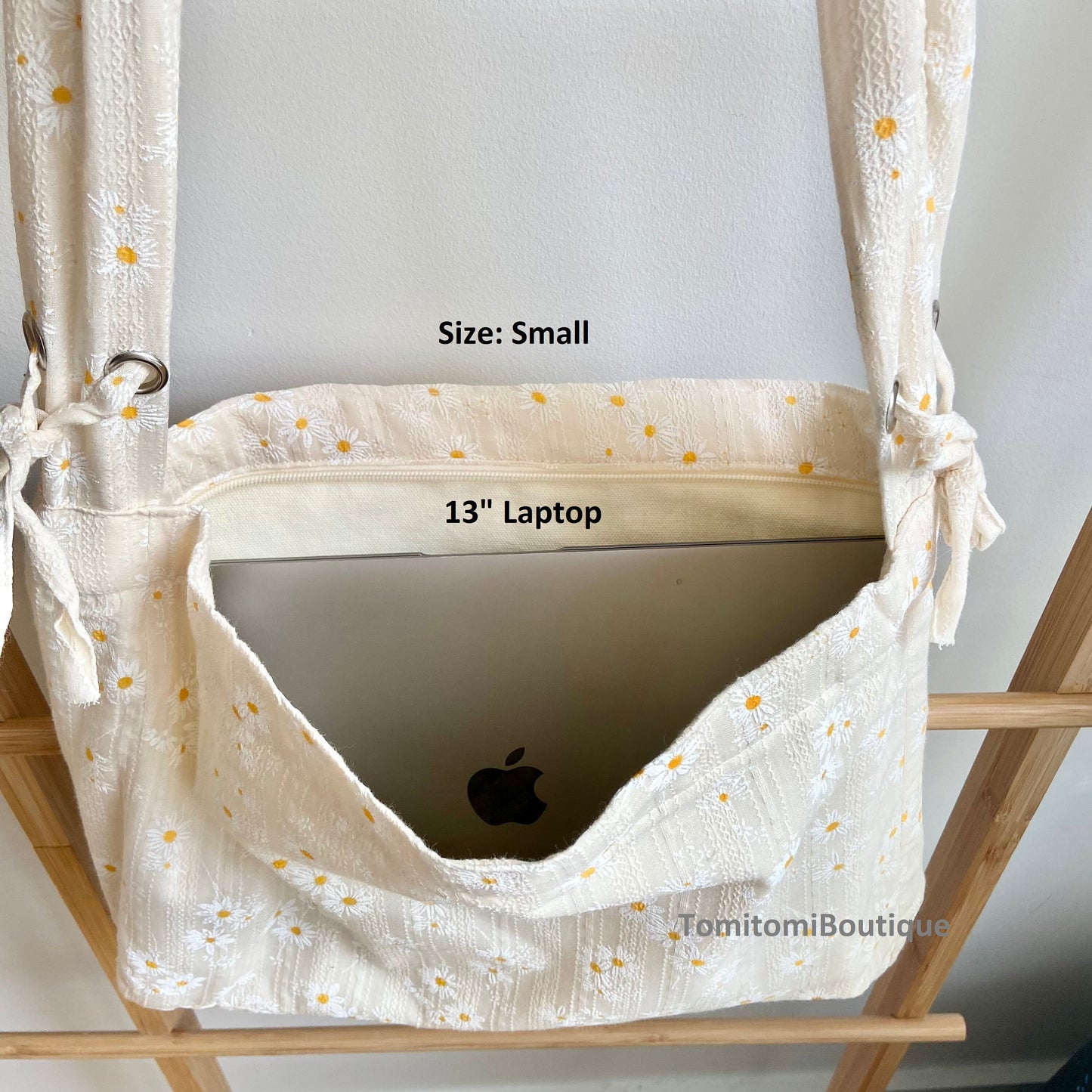 Daisy Delight Tote Bag – Floral Canvas Tote with Hidden Pocke