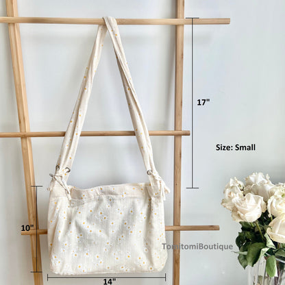 Daisy Delight Tote Bag – Floral Canvas Tote with Hidden Pocke