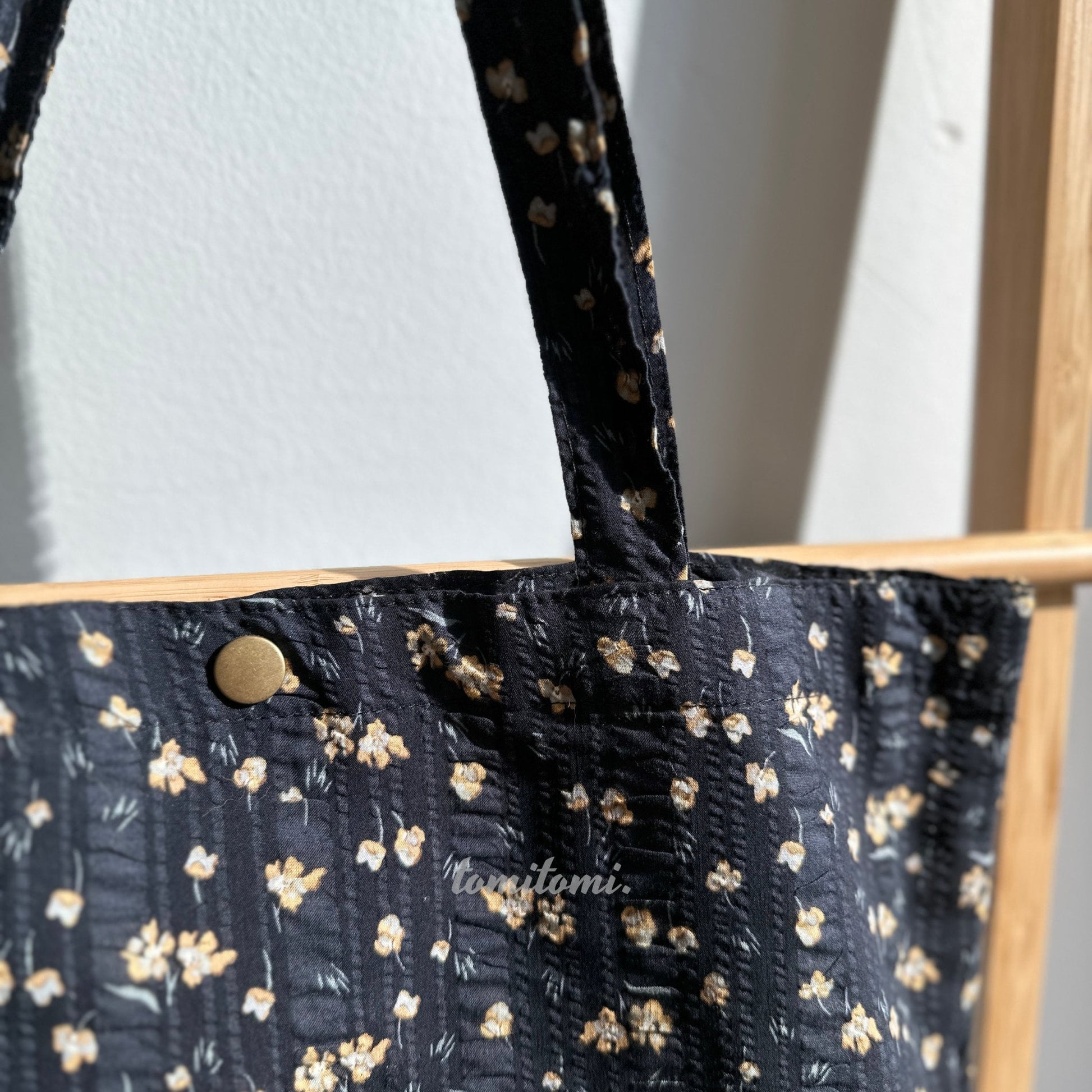 Floral Delight Tote Bag | Elegant Black & Beige Design with Purple Blooms | Perfect for Work, School, and Everyday Chic