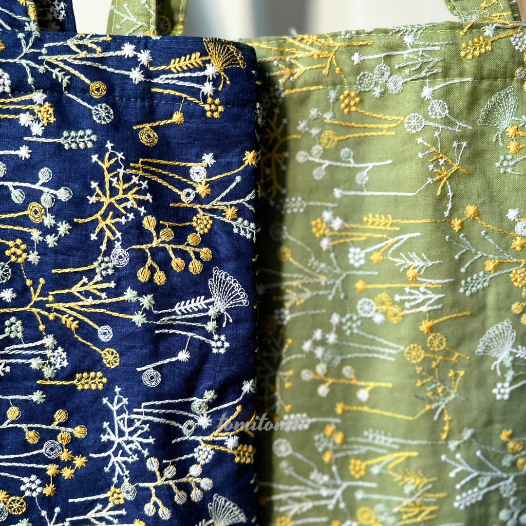 Yellow & White Dandelion Floral Tote Bag | Lemon Curd & Navy | Hidden Pockets, Two Handles | Durable Canvas