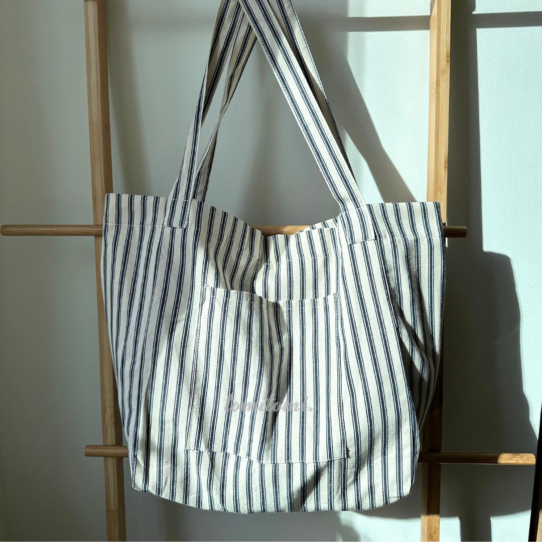 Striped Canvas Beach Tote