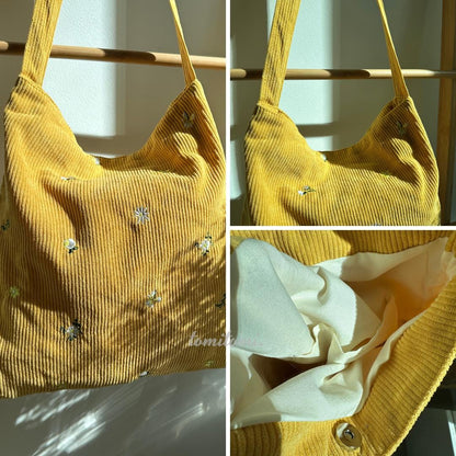 Cute Floral Shoulder Bag with Magnetic Closure & Inner Pockets - ginger