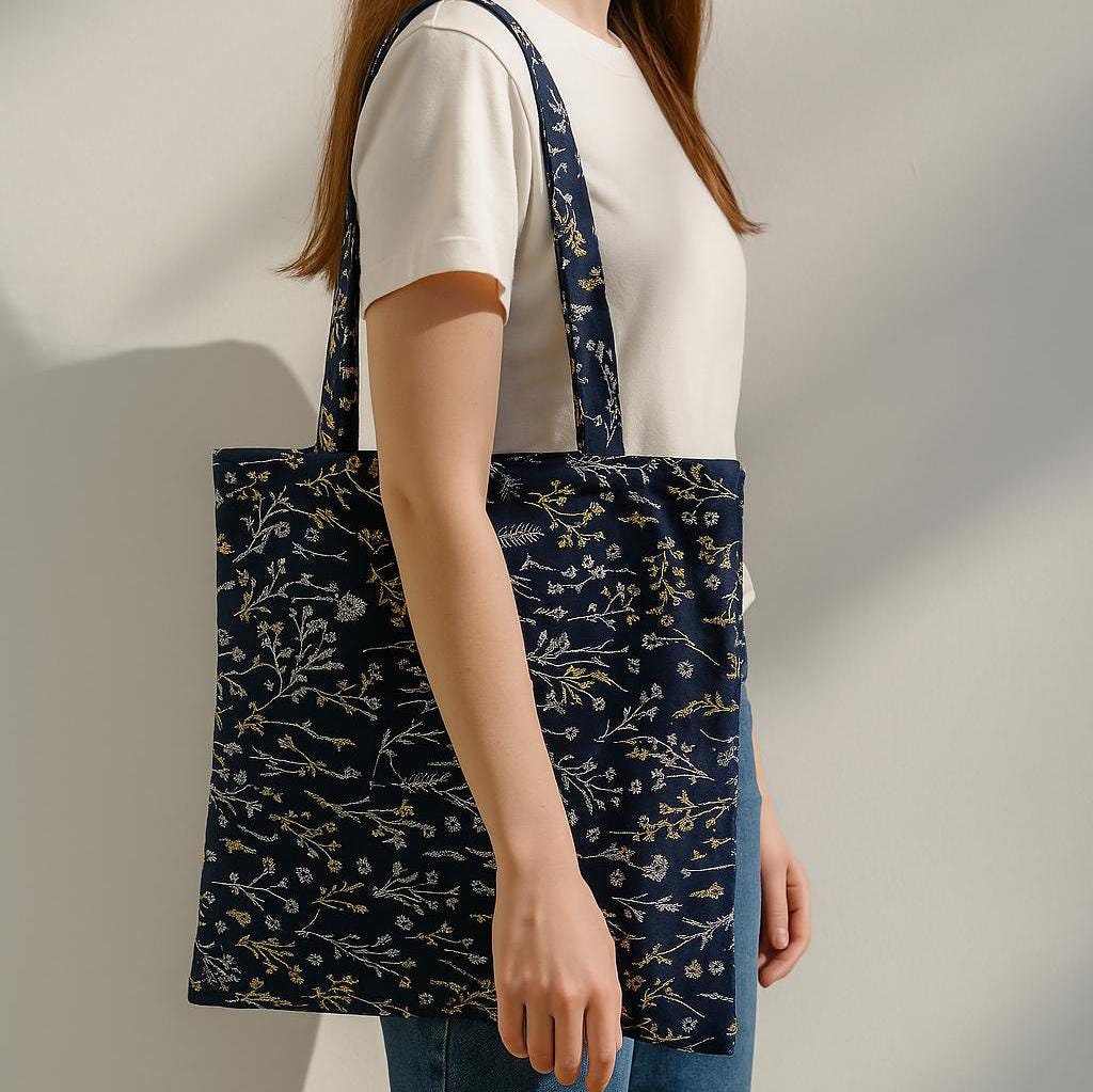 Yellow & White Dandelion Embroidered Floral Tote Bag