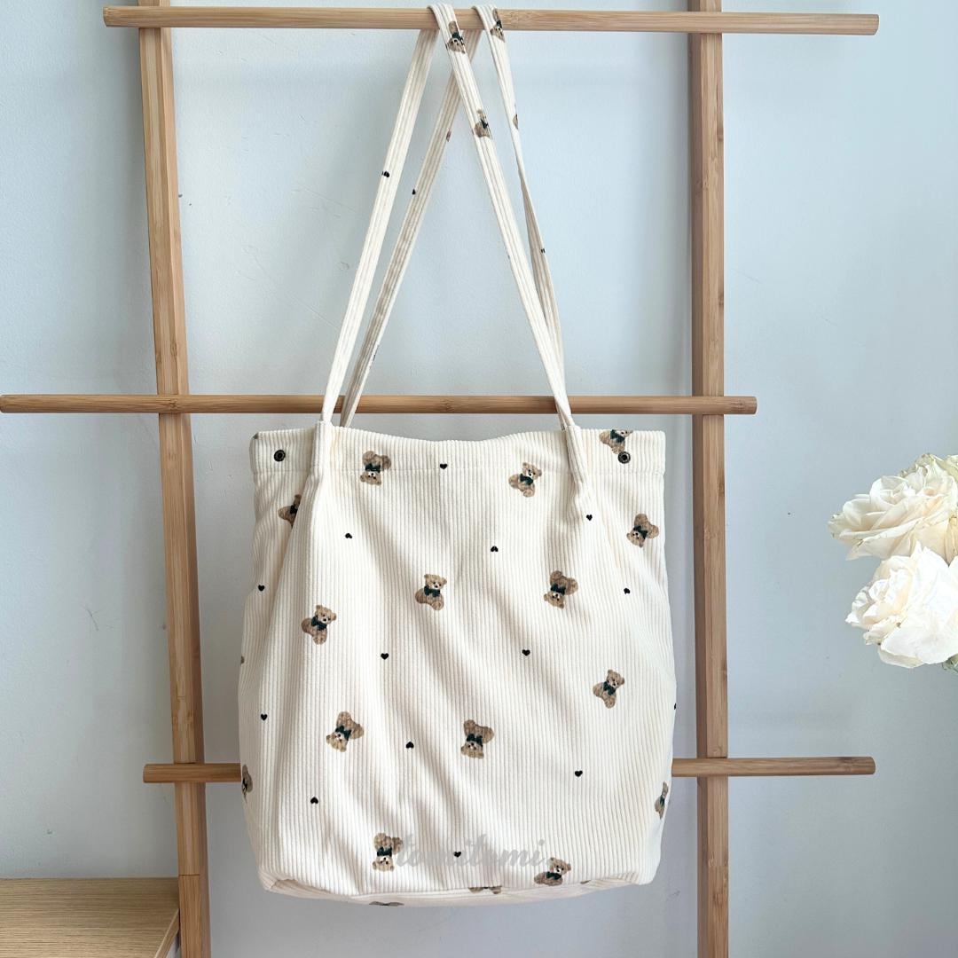 Teddy Bear Corduroy Tote Bag