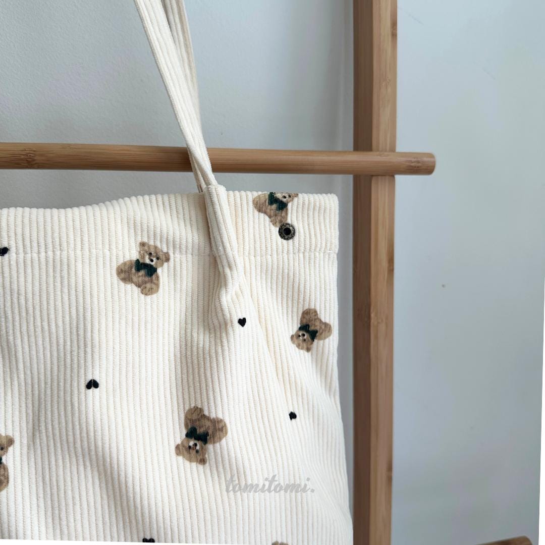 Teddy Bear Corduroy Tote Bag