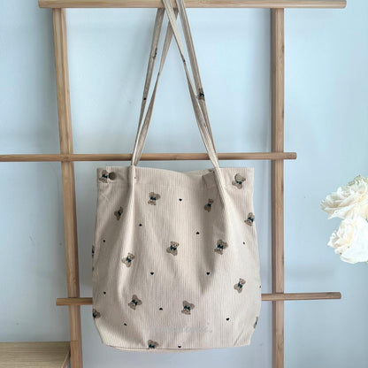 Teddy Bear Corduroy Tote Bag