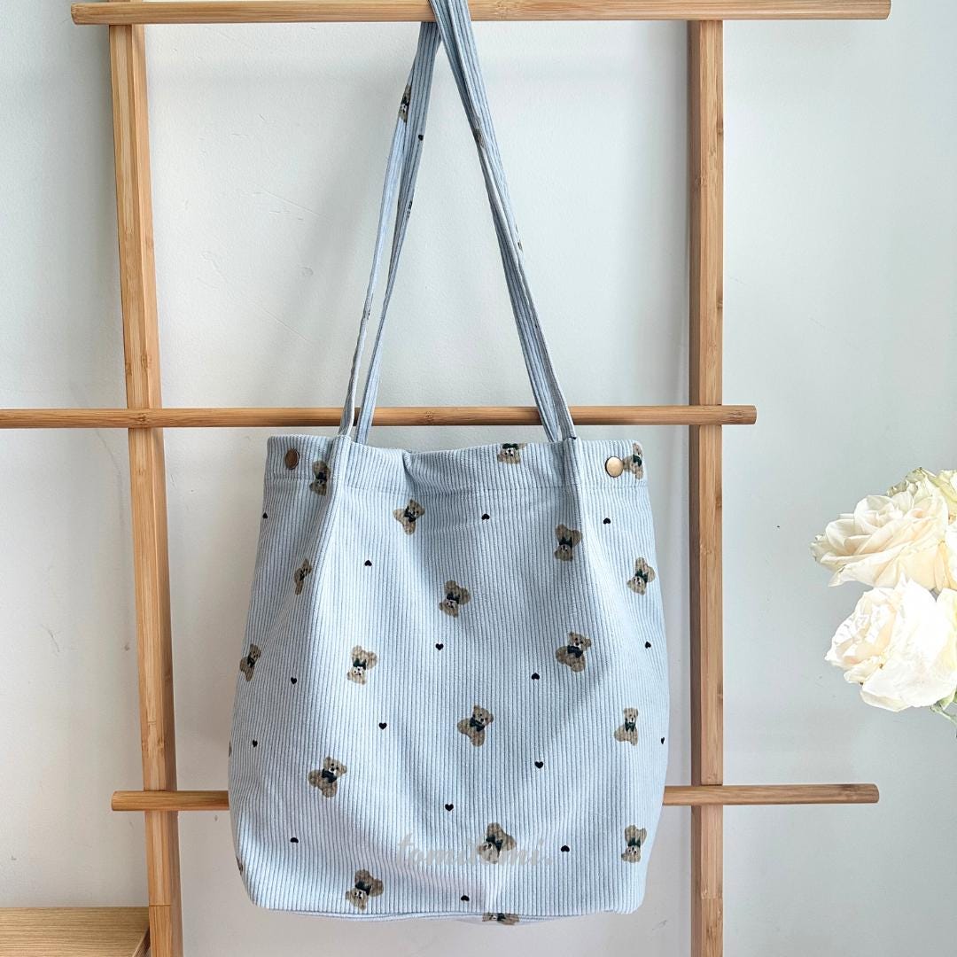 Teddy Bear Corduroy Tote Bag