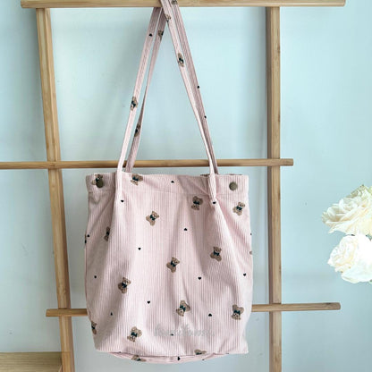 Teddy Bear Corduroy Tote Bag